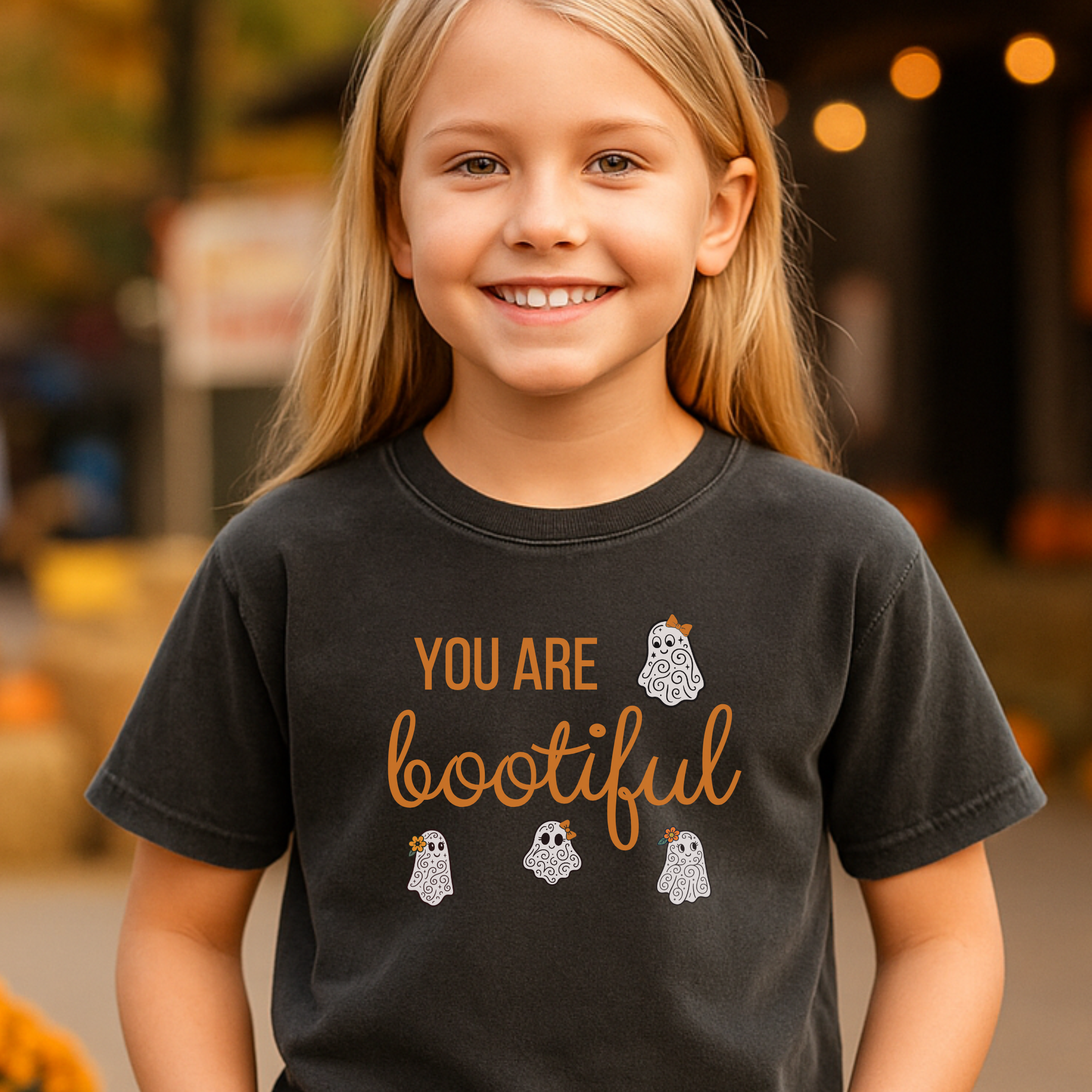 “You Are Bootiful” Halloween Ghost Youth T-Shirt – Cute Fall Graphic Tee for Kids